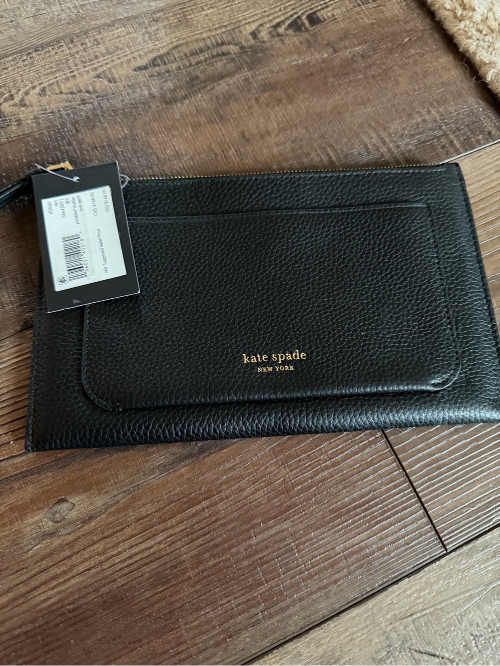 kate spade Black Pebbled Leather Tablet Sleeve with Front Pocket